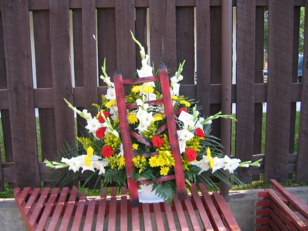 Flower Cottage Cortez sympathy funeral broken ladder custom arrangement