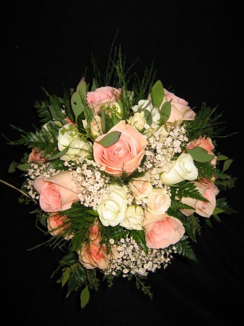 Flower Cottage Cortez bridal bouquet peach roses
